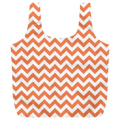 Orange And White Zigzag Reusable Bag (xl) by Zandiepants