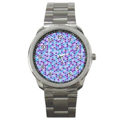 Purple Blue Cubes Sport Metal Watch by Zandiepants