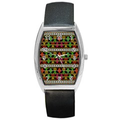Aztec Style Pattern Tonneau Leather Watch by dflcprints