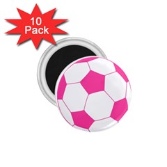 Soccer Ball Pink 1 75  Button Magnet (10 Pack) by Designsbyalex