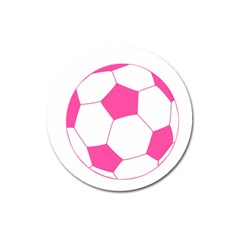 Soccer Ball Pink Magnet 3  (round) by Designsbyalex
