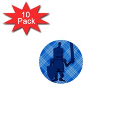 Blue Knight On Plaid 1  Mini Button (10 Pack) by StuffOrSomething