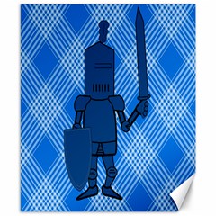 Blue Knight On Plaid Canvas 8  X 10  (unframed) by StuffOrSomething