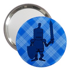 Blue Knight On Plaid 3  Handbag Mirror by StuffOrSomething