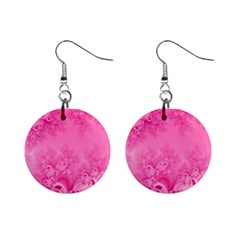 Soft Pink Frost Of Morning Fractal Mini Button Earrings by Artist4God