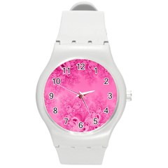 Soft Pink Frost Of Morning Fractal Plastic Sport Watch (medium) by Artist4God