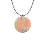Peach Spring Frost On Flowers Fractal Button Necklace Front
