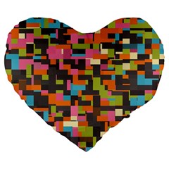 Colorful Pixels 19  Premium Heart Shape Cushion by LalyLauraFLM