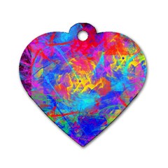 Colour Chaos  Dog Tag Heart (one Sided)  by icarusismartdesigns