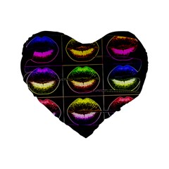 Sassy Lips  Standard Flano Heart Shape Cushion  by OCDesignss