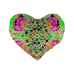 Florescent Abstract  Standard Flano Heart Shape Cushion  by OCDesignss