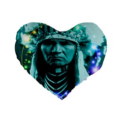 Magical Indian Chief 16  Premium Flano Heart Shape Cushion  by icarusismartdesigns
