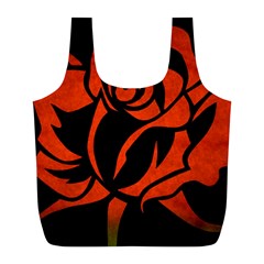 Red Rose Etching On Black Reusable Bag (l) by StuffOrSomething