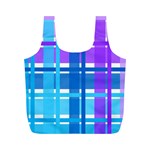 Blue & Purple Gingham Plaid Reusable Bag (M) Front