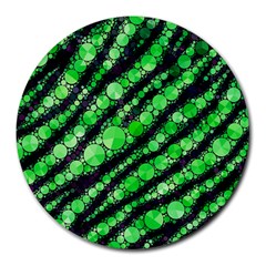 Florescent Green Tiger Bling Pattern  8  Mouse Pad (round) by OCDesignss