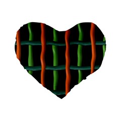 Orange Green Wires Standard 16  Premium Heart Shape Cushion  by LalyLauraFLM