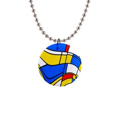 Colorful Distorted Shapes 1  Button Necklace by LalyLauraFLM