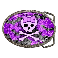 Purple Girly Skull Belt Buckle (oval) by ArtistRoseanneJones