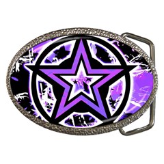 Purple Star Belt Buckle (oval) by ArtistRoseanneJones