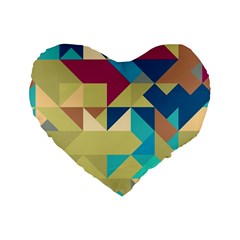Scattered Pieces In Retro Colors Standard 16  Premium Heart Shape Cushion  by LalyLauraFLM