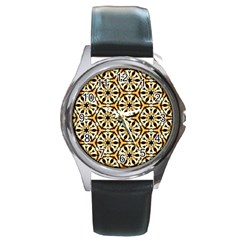 Faux Animal Print Pattern Round Metal Watches by GardenOfOphir