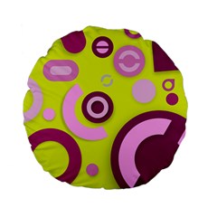 Florescent Yellow Pink Abstract  Standard 15  Premium Flano Round Cushions by OCDesignss