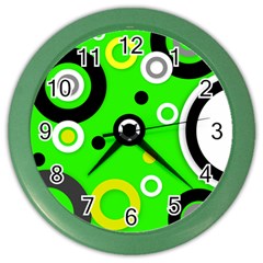 Florescent Green Yellow Abstract  Color Wall Clocks by OCDesignss