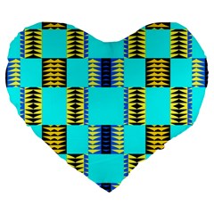 Triangles In Rectangles Pattern Large 19  Premium Heart Shape Cushion by LalyLauraFLM