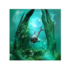 Wonderful Dolphin Small Satin Scarf (square)  by FantasyWorld7