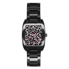 Pink Cheetah Bling  Stainless Steel Barrel Watch by OCDesignss