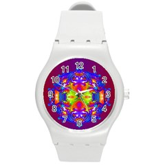 Abstract 6 Round Plastic Sport Watch (m) by icarusismartdesigns