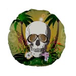 Funny Skull With Sunglasses And Palm Standard 15  Premium Round Cushions Front