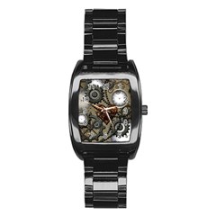 Steampunk With Clocks And Gears And Heart Stainless Steel Barrel Watch by FantasyWorld7