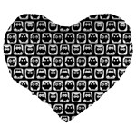 Black And White Owl Pattern Large 19  Premium Heart Shape Cushions Back