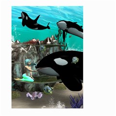 Cute Mermaid Playing With Orca Large Garden Flag (two Sides) by FantasyWorld7