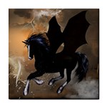 Awesome Dark Unicorn With Clouds Tile Coasters Front