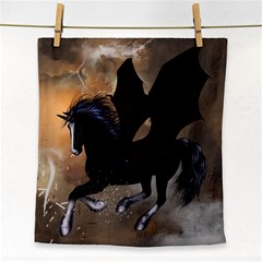 Awesome Dark Unicorn With Clouds Face Towel by FantasyWorld7