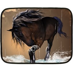 Beautiful Horse With Water Splash Double Sided Fleece Blanket (mini)  by FantasyWorld7