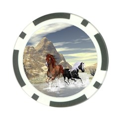 Beautiful Horses Running In A River Poker Chip Card Guards by FantasyWorld7