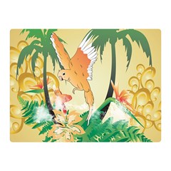 Funny Budgies With Palm And Flower Double Sided Flano Blanket (mini)  by FantasyWorld7