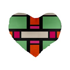 Rectangles Cross Standard 16  Premium Heart Shape Cushion  by LalyLauraFLM