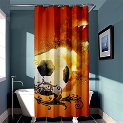 Soccer With Fire And Flame And Floral Elelements Shower Curtain 36  X 72  (stall)  by FantasyWorld7
