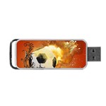 Soccer With Fire And Flame And Floral Elelements Portable USB Flash (Two Sides) Back