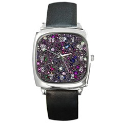 Sci Fi Fantasy Cosmos Pink Square Metal Watches by ImpressiveMoments