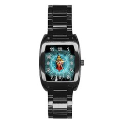 Beautiful Witch With Magical Background Stainless Steel Barrel Watch by FantasyWorld7