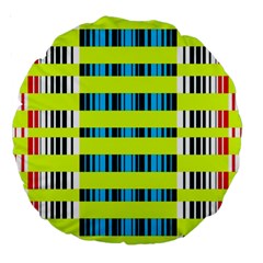Rectangles And Vertical Stripes Pattern Large 18  Premium Round Cushion  by LalyLauraFLM