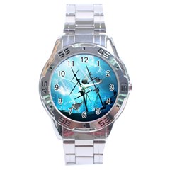 Awesome Ship Wreck With Dolphin And Light Effects Stainless Steel Men s Watch by FantasyWorld7