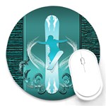 Snowboarder With Snowboard Round Mousepads Front