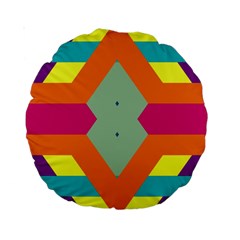 Colorful Rhombus And Stripes Standard 15  Premium Round Cushion  by LalyLauraFLM