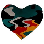 Misc shapes in retro colors Large 19  Premium Heart Shape Cushion Back